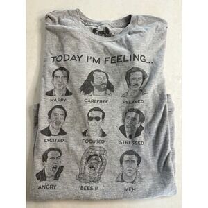 Headline Shirts Nicolas Cage Today Im Feeling Mood Chart Graphic Tee Gray Large